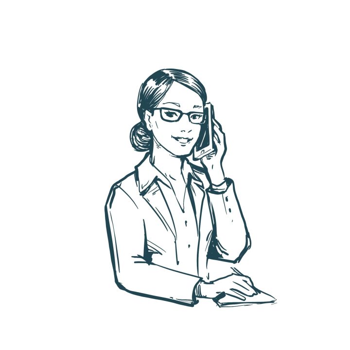 Businesswoman talking on phone illustration.